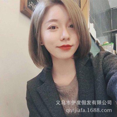 外贸假发 女生短发 中分短直发波波头 新款bobo头假发套厂家批发