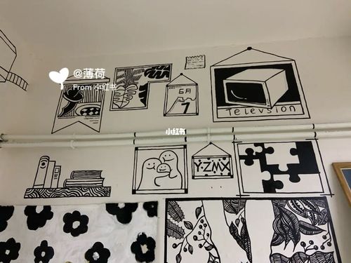 黑白线稿墙绘   室内环创 96_环创_墙绘_线稿_画室