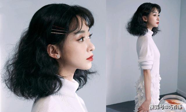 原创吴谨言换新发型,复古爆炸头港味十足,拍时尚大片温婉又高级