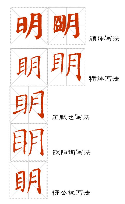米字格毛笔书法"明"如何写?