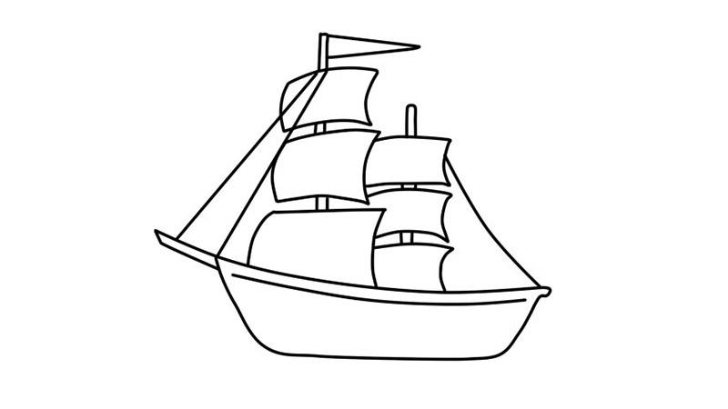 帆船涂色画
