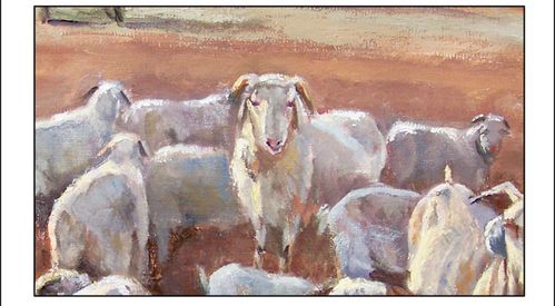 油画手绘风景写实抽象原创印象派客厅卧室装饰画羊年《群羊开泰》_7折