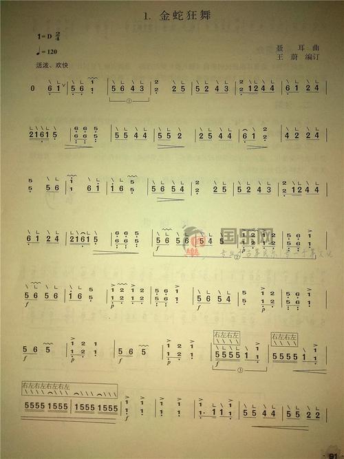 古筝考级曲谱二级金蛇狂舞