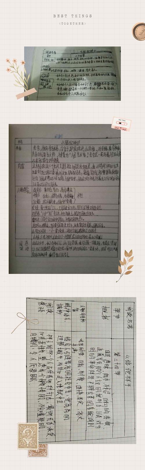 骆驼祥子读书卡 707班《骆驼祥子》阅读卡锦集