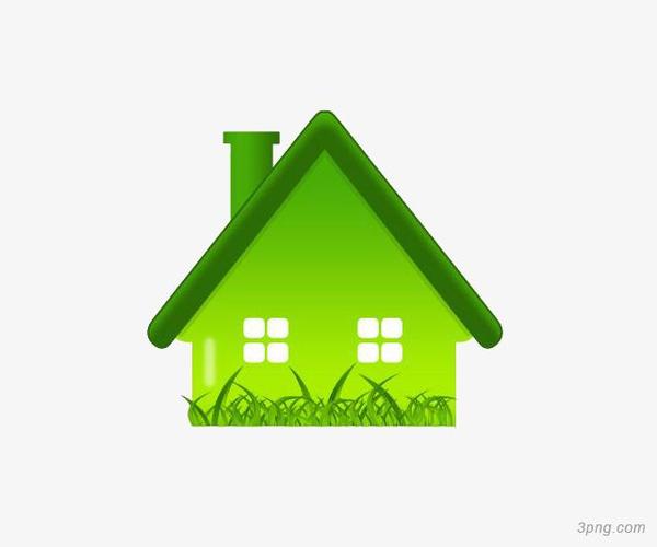 绿色房子png素材透明免抠图片卡通手绘