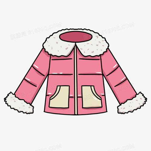 粉色手绘卡通保暖棉袄羽绒服免抠元素