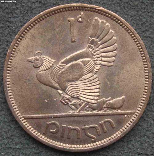 全新1964年爱尔兰1便士大铜币