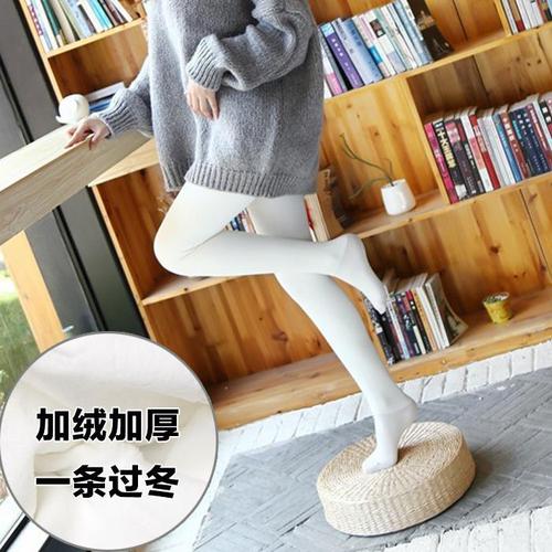 秋冬日系加绒加厚白色连裤袜lolita打底袜奶白色丝袜
