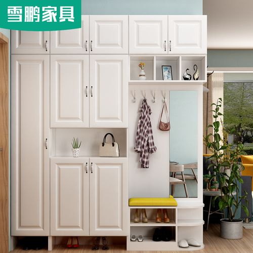 现代简欧门厅鞋柜家用门口大容量多功能衣帽一体鞋柜