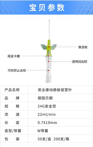 德国贝朗静脉留置针introcan safety-w 英全康24g 安全型 带翼