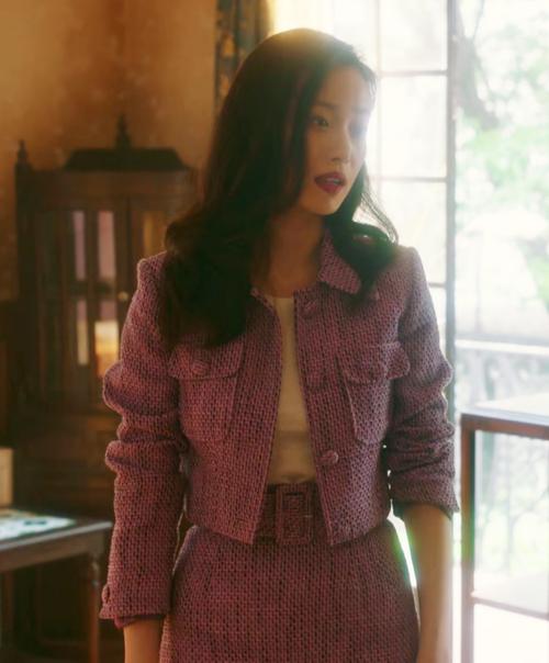 流金岁月朱锁锁倪妮同款衣服紫色小香风外套女名名媛时尚套装