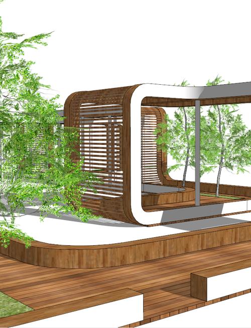 4个现代景观廊架绿色生态创意木质亭子su模型undefined 廊架undefined