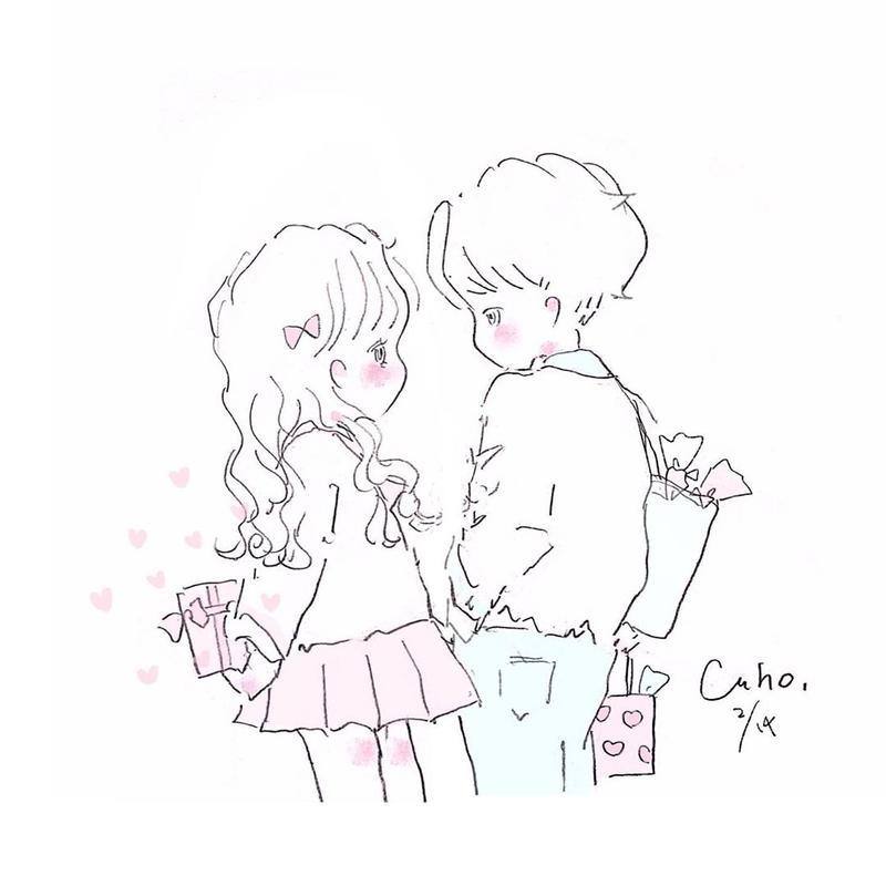 情侣简笔画图片大全男女朋友简笔画临摹素材