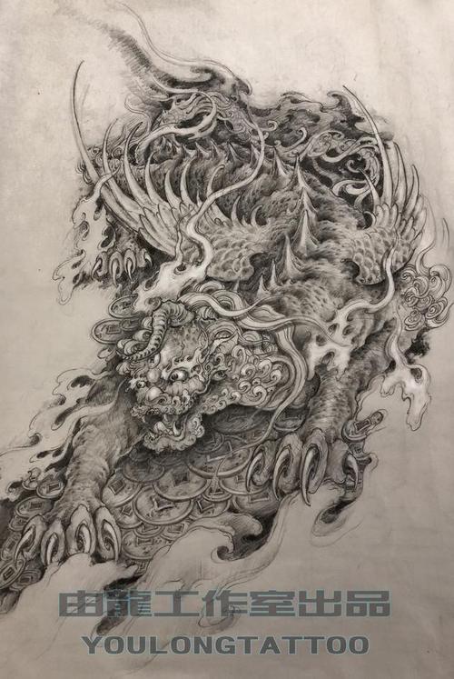 下面是由龙老师的貔貅素描稿制作流程:《小尔雅·广言》中说:"辟,除也