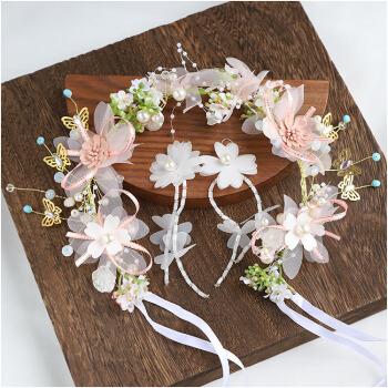 千弗新款仙气新娘头饰森系仙美娟纱头花韩式甜美花环发箍婚纱礼服配饰