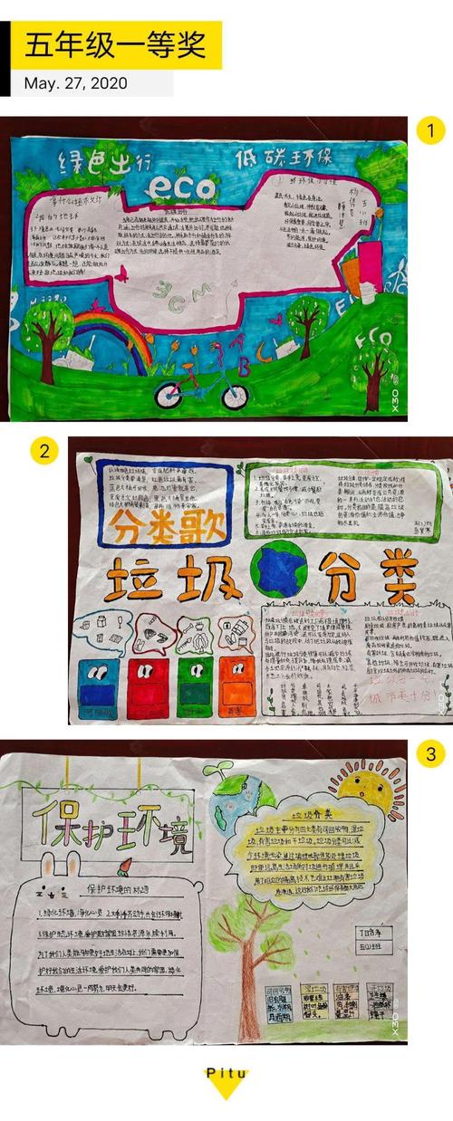 67绿色环保健康同行中畈中心小学手抄报评比活动