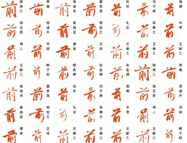 前字行书怎么写