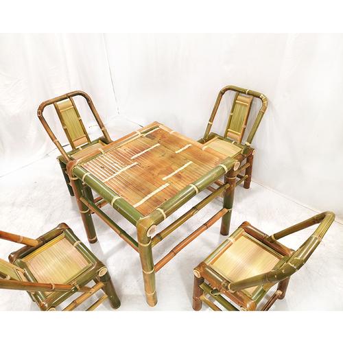 竹子餐桌中式复古竹茶桌椅组合整套长方桌子正方形茶几竹制品家具