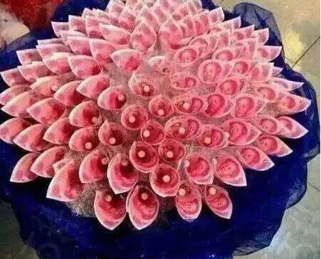 一百块钱叠玫瑰花图片