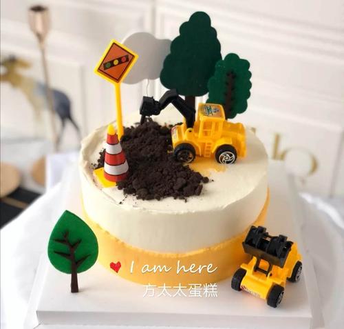 上海baxi冰淇淋生日网红工程车推土机吊车新鲜蛋糕