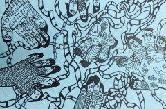 《手掌线描画》