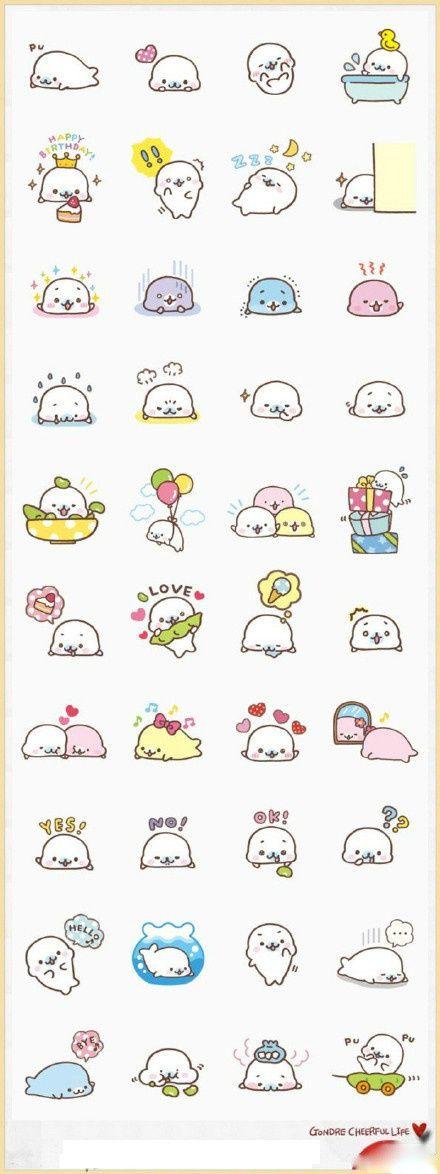 一些可爱的小表情手绘素材转给喜欢简笔画和手账的朋友67仅限分享