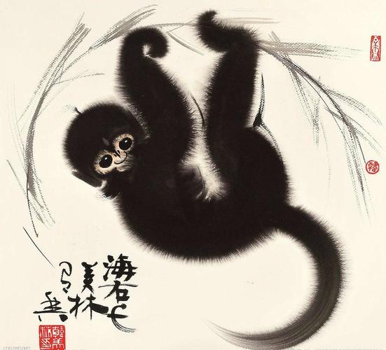 在线课程——水墨画猴子