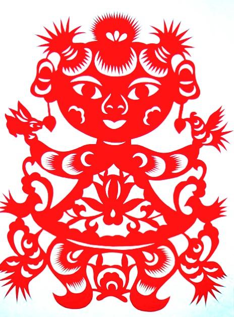 六年级美术《剪纸中的古老记忆—抓髻娃娃》作品欣赏