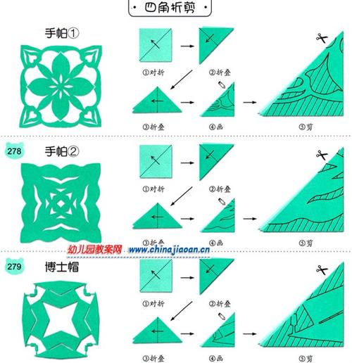 怎样剪手帕_幼儿学剪纸图解教程_幼儿园手工大全