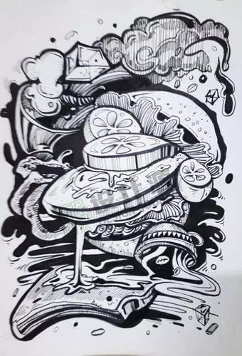 如何画好校考设计创意速写,黑白创意装饰画?