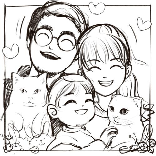 可可爱爱全家福356_全家福_简笔画_教程_简笔画教程_文化_绘画