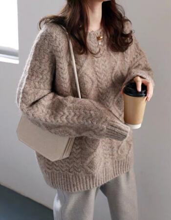 特价捡漏恒源祥网红同款秋冬季高中生女孩加厚毛衣初中生灰色麻花女