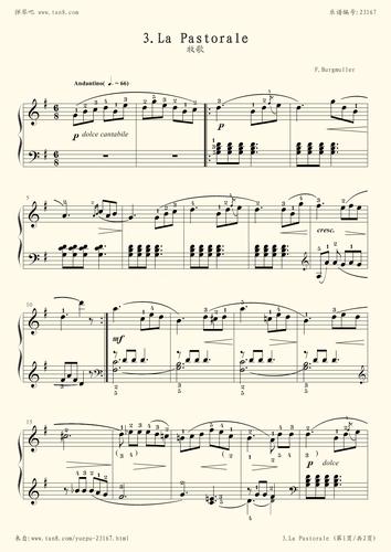 钢琴谱03牧歌lapastorale布格缪勒钢琴进阶25曲作品100