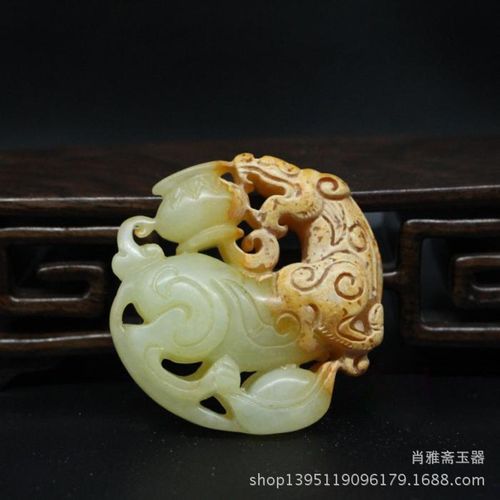 古玩杂项玉器老玉麒麟高古玉岫玉麒麟挂件玉佩仿古玉把件批发