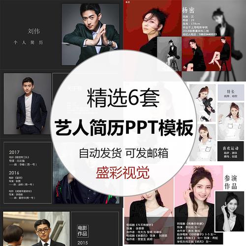 明星艺人简历ppt模板演员主持人歌手见组资料网红主播