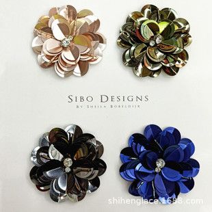 定制手工钉珠亮片花朵 厂家直销立体鞋花服装辅料diy胸花工艺饰品