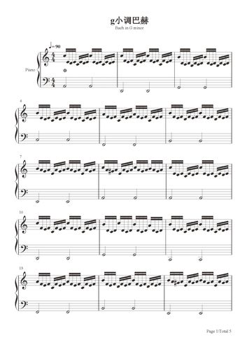 g小调巴赫_巴赫_c调_古典钢琴谱五线谱独奏谱_钢琴谱|钢琴五线谱|钢琴