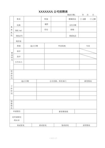 公司招聘表格