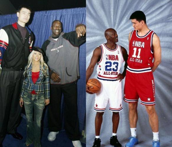 原创美媒晒图为姚明庆生:他让奥尼尔显得矮小!一数据退役中锋里唯一