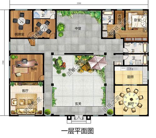 二层农村自建四合院设计图,中式外观古朴有质感200-300平方米