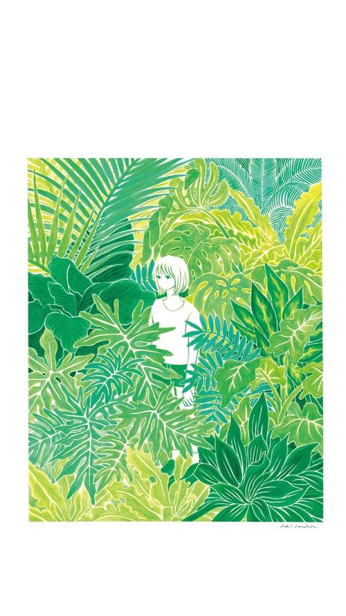 手绘绿色护眼卡通图片