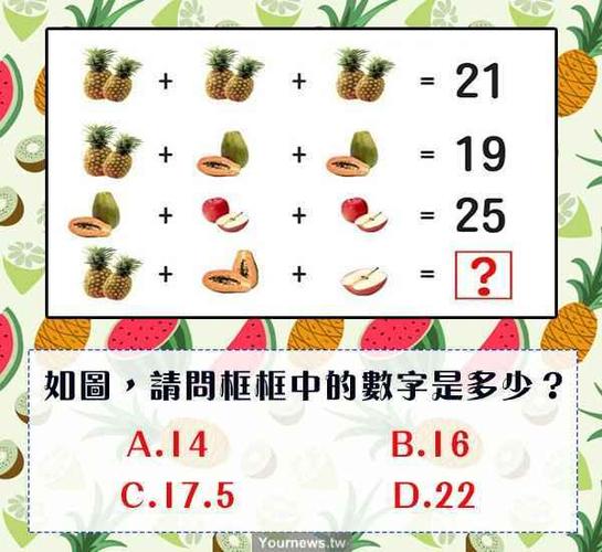 【笑爆】你能答对这道【水果算数题】吗?80%的人都会答错!