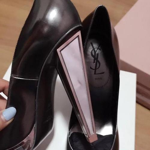 ysl圣罗兰银灰色高跟鞋