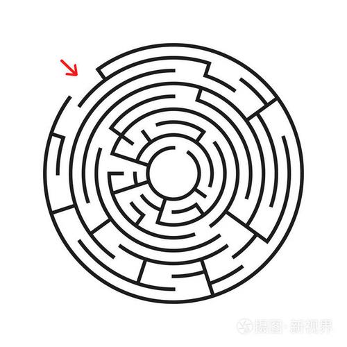 圆形迷宫. 有入口和出口. 一个有趣的儿童和成人游戏.