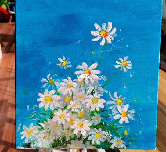 春日小雏菊油画_小雏菊_油画_画画_文化_绘画