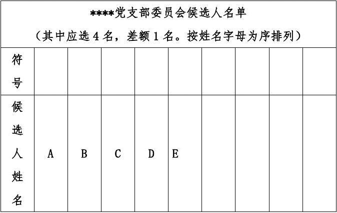党支部选举选票模板