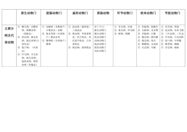 无脊椎动物器官系统演化表