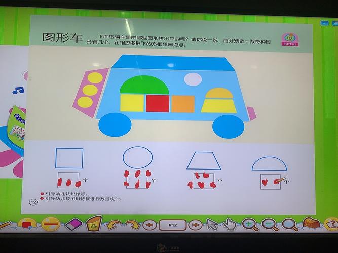 认知与探究《图形车》 学习使用不同的图形片拼出不同的车,并能按图形