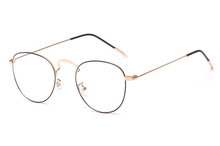 欧杰欧ojo 男女同款金属眼镜 方框商务不锈钢近视光学眼镜架 黑金色