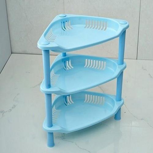 厨房收纳沥水盒居家日用品百货小商品三层三角形置物架蓝色默认版本
